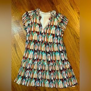 Vibrant mini dress. Flowy with two tier skirt